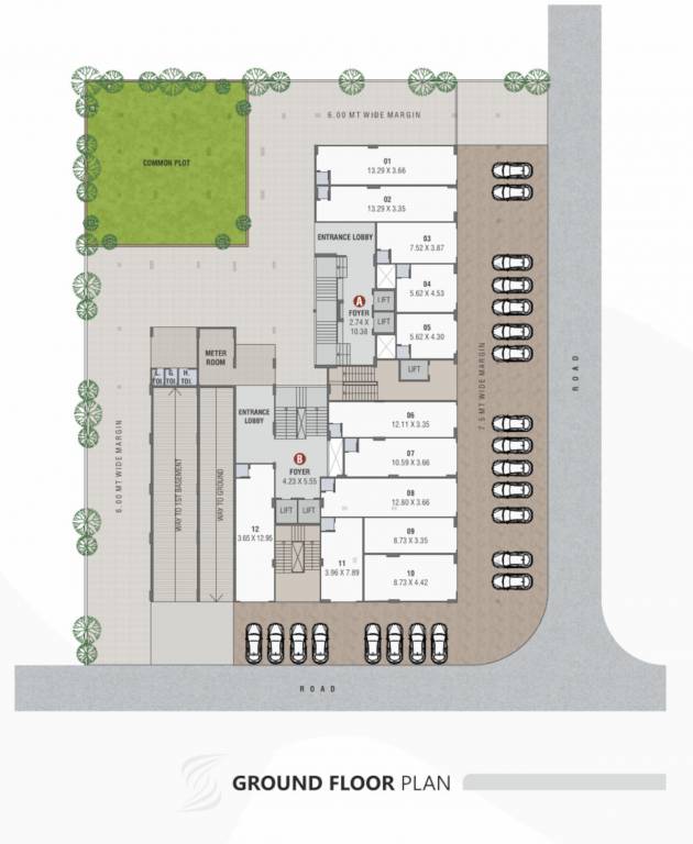  saharsh viera Block A & B Ground Floor Cluster Plan