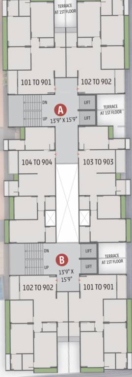  aura Block A And B Cluster Plan Typical Floor Plan