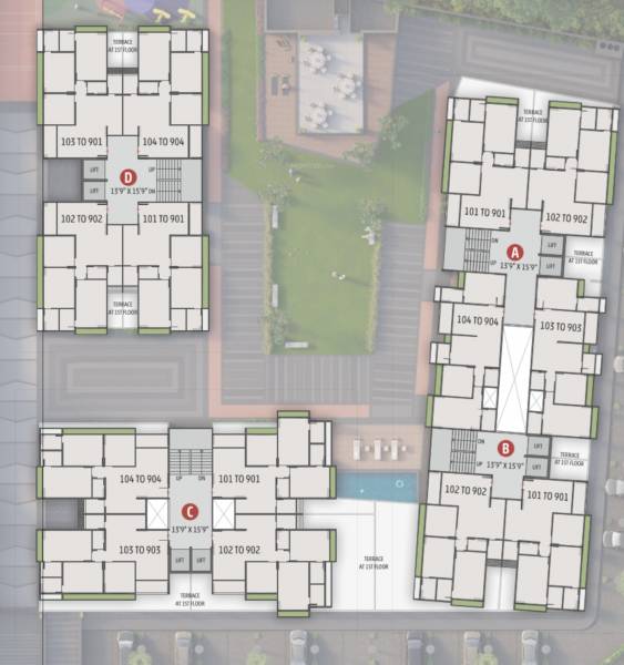  aura Block A,B,C And D Cluster Plan For Typical Floor Plan