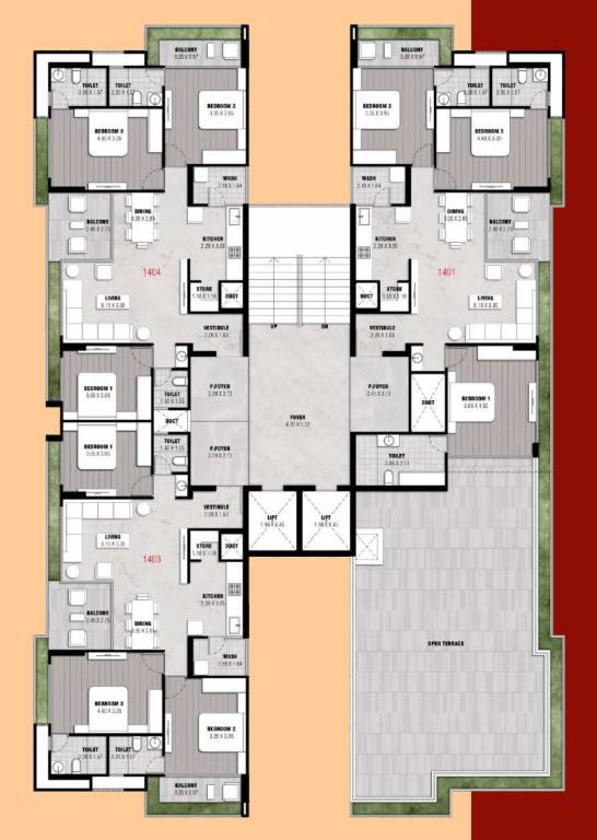  nirman sahvas Block A & E Cluster Plan for 14th Floor