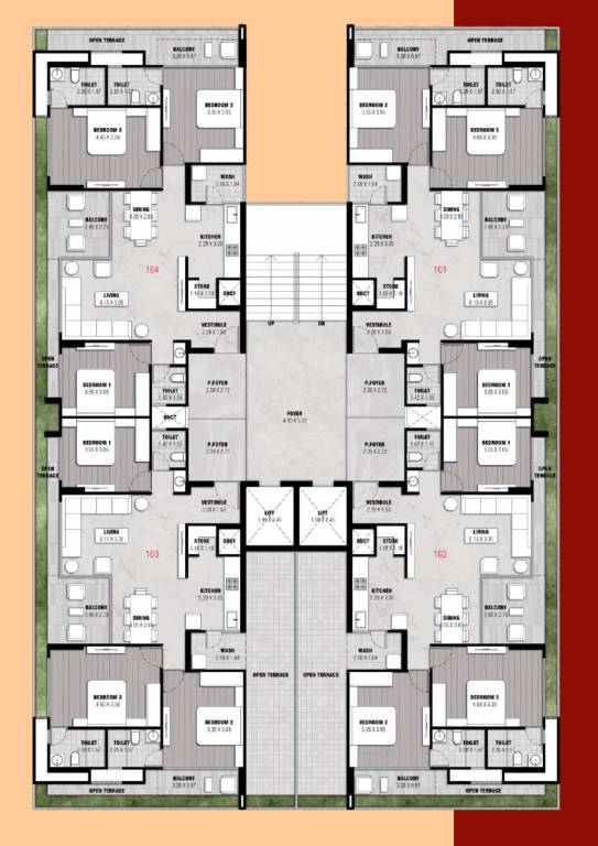 nirman sahvas Block A & E Cluster Plan for 1st Floor