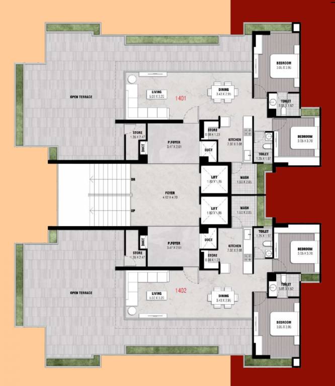  nirman sahvas Block B & D Cluster Plan for 14th Floor