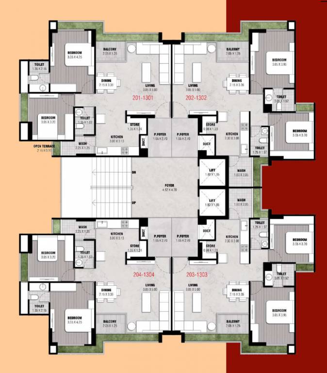  nirman sahvas Block B & D Cluster Plan For Typical Floor