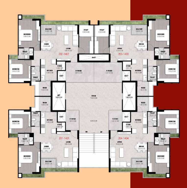  nirman sahvas Block C Cluster Plan For Typical Floor