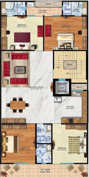  avenue Avenue Cluster Plan For 4BHK Typical Floor