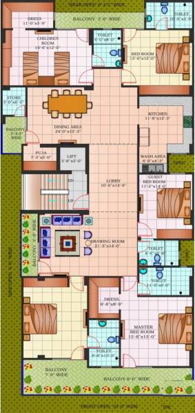  avenue Avenue Cluster Plan For 5BHK Typical Floor