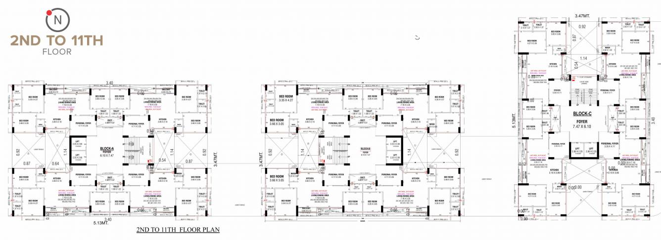  yogi sarvasa A, B, C Cluster Plan From 2nd To 11th Floor