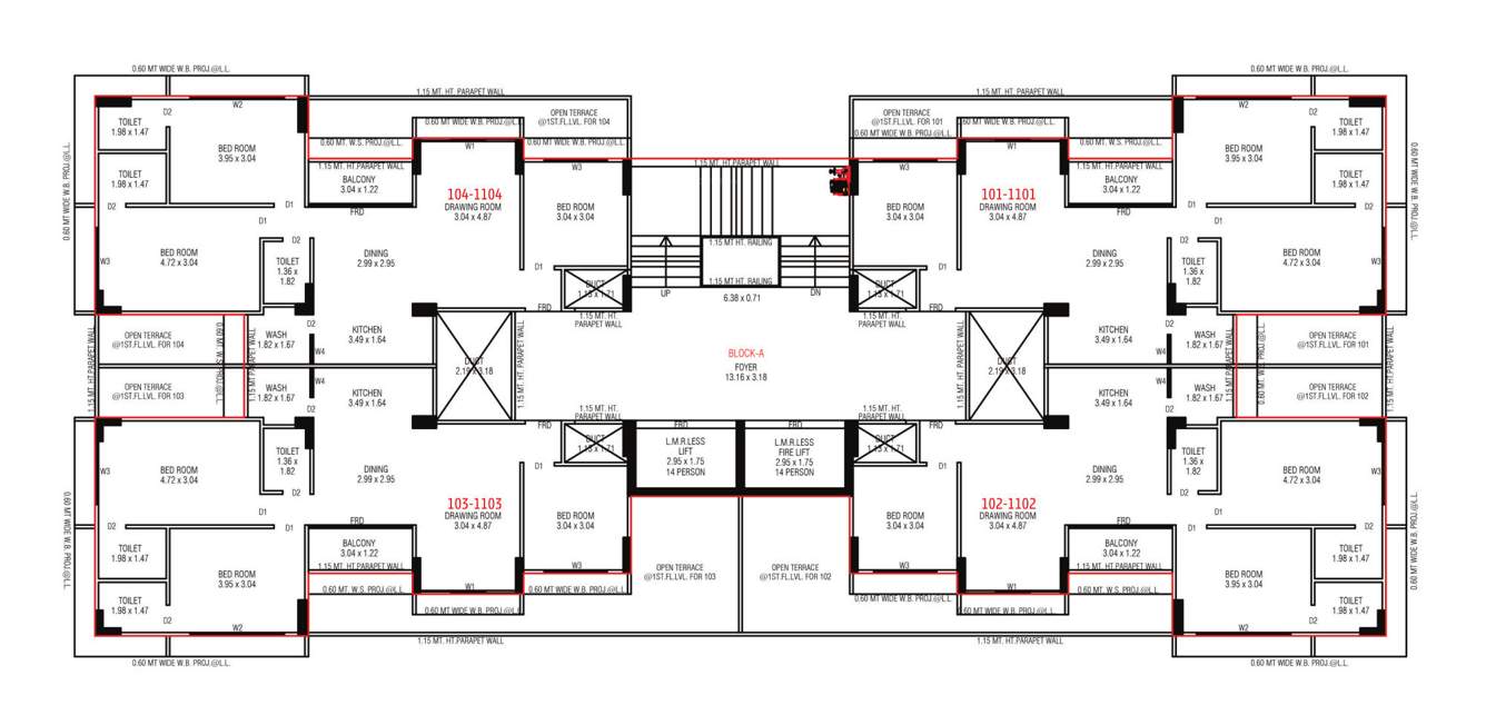  param Block A Cluster Plan For Typical Floor