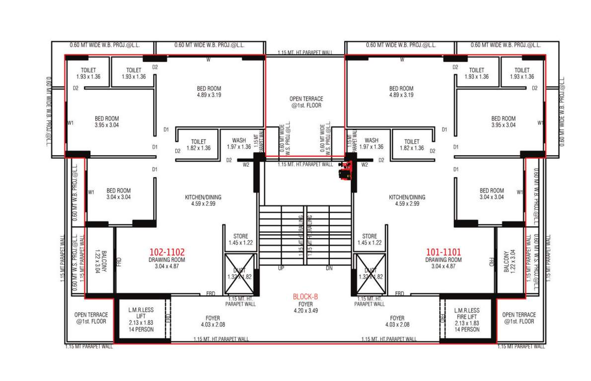  param Block B Cluster Plan For Typical Floor