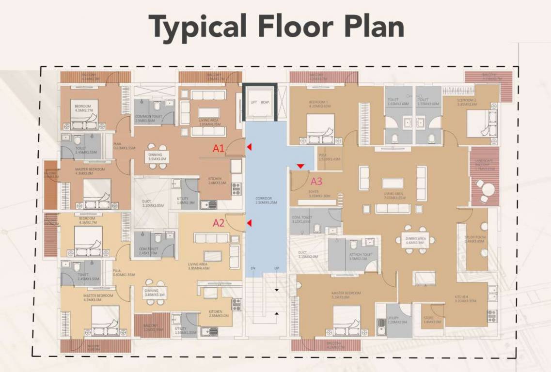  blooming meadows Blooming Meadows Cluster Plan For Typical Floor