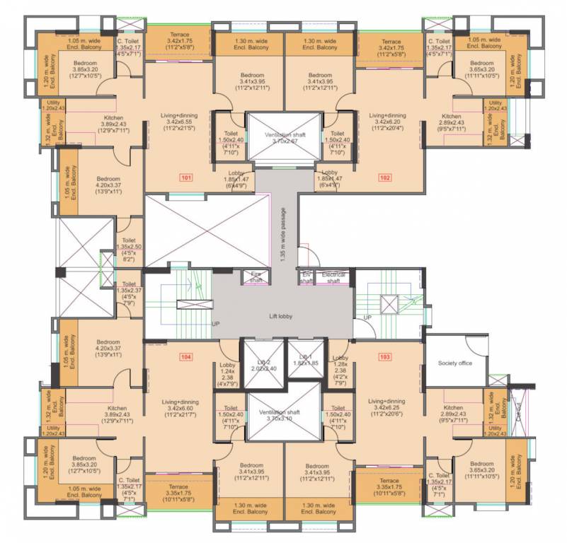  shree venktesh viom Wing A Cluster Plan for 1st Floor