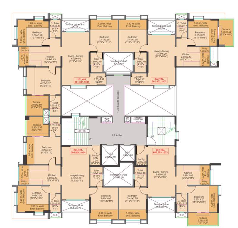  shree venktesh viom Wing A Cluster Plan from 2nd to 10th Floor