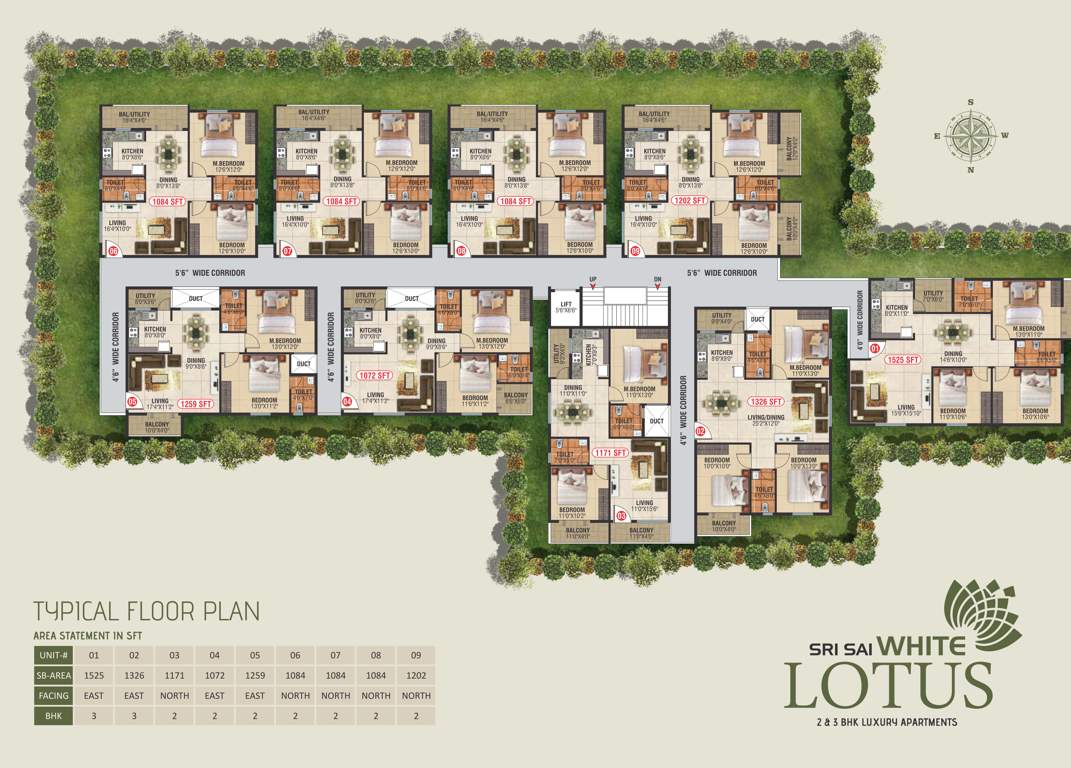  sri sai white lotus Sri Sai White Lotus Cluster Plan from 1st to 4th Floor