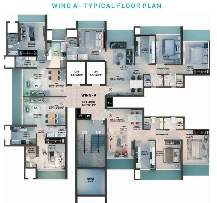  samarth aura Wing A Cluster Plan For Typical Floor Plan