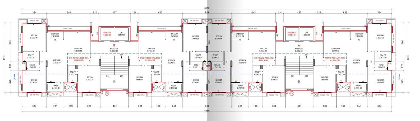  the residence Block A & B Cluster Plan For 1st To 5th, 7th, 9th, 11th & 13th Floor
