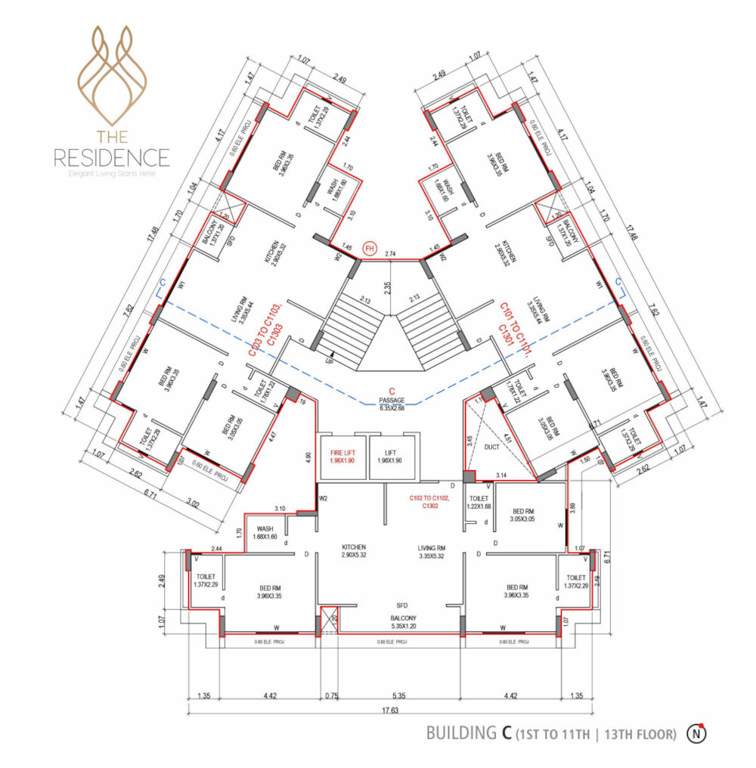  the residence Block C Cluster Plan For 1st To 11th & 13th Floor