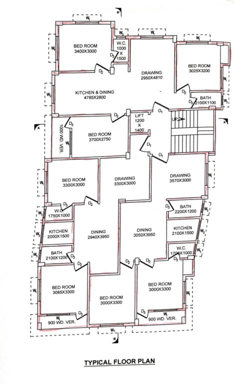  apartment Apartment Cluster Plan from 1st to 5th Floor