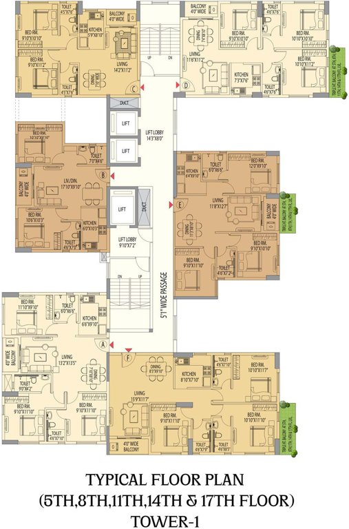  barsana royale Tower 1 Cluster Plan For 5th, 8th, 11th, 14th, 17th Floor 