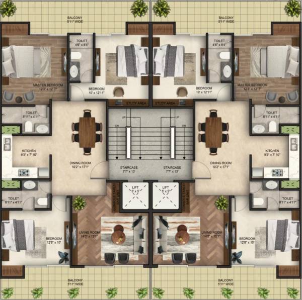  avenue-63a Avenue 63A Cluster Plan For Typical Floor Plan