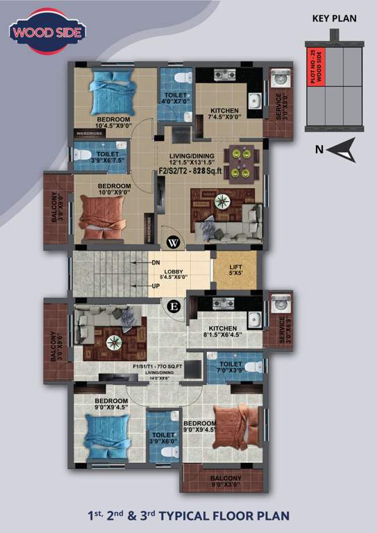  wood side Wood Side Cluster Plan from 1st to 3rd Floor