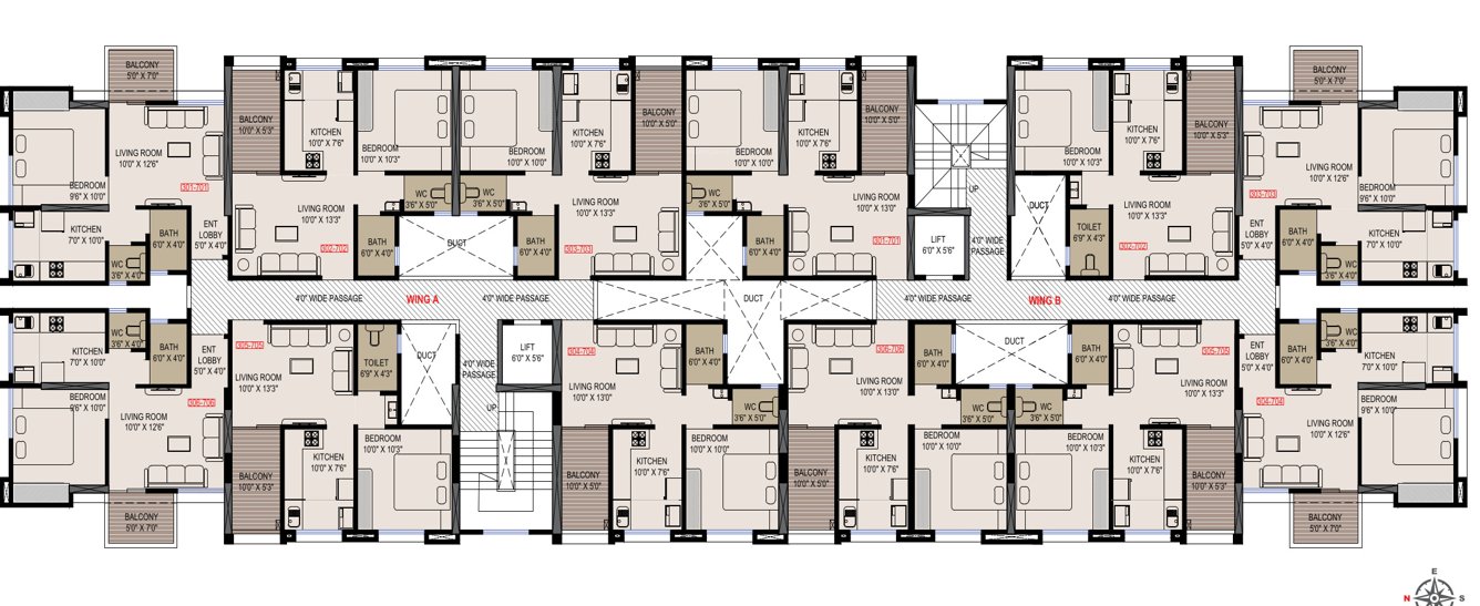  olive homes 1 Wing B Cluster Plan