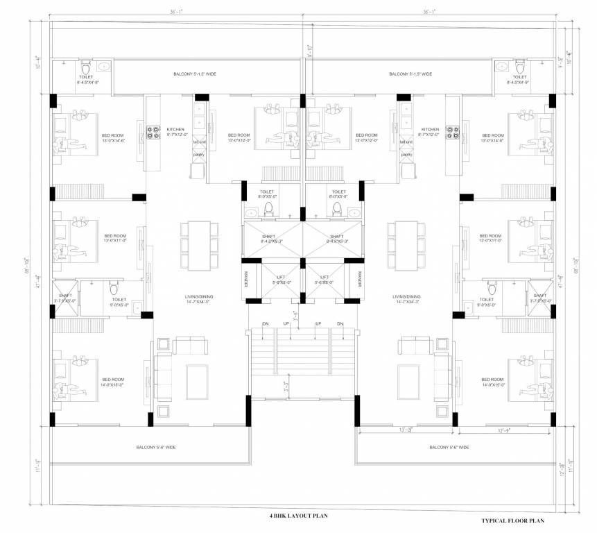  sr homes Homes Cluster Plan from 1st to 4th Floor