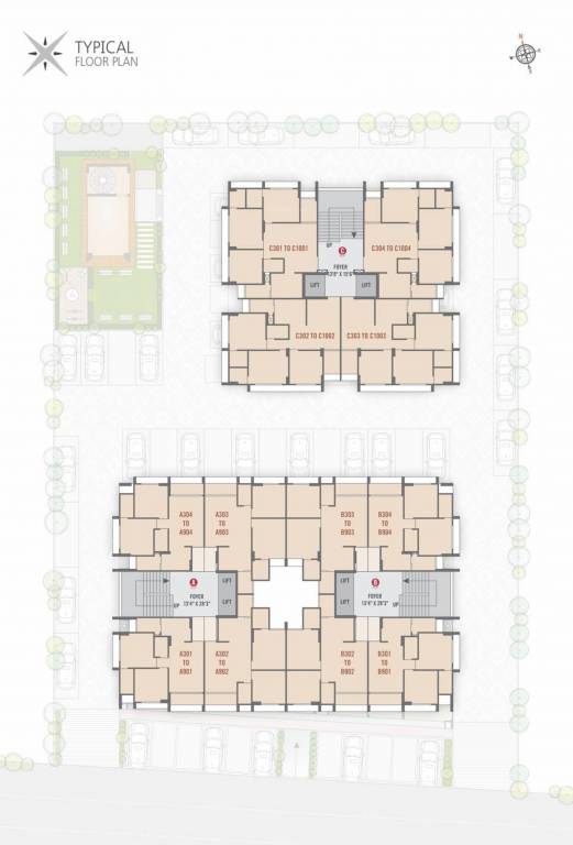  shine Block A To C Cluster Plan for Typical Floor