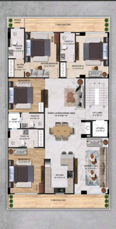  door luxury builder floor 5 Door Luxury Builder Floor 5 Cluster Plan from 1st to 4th Floor