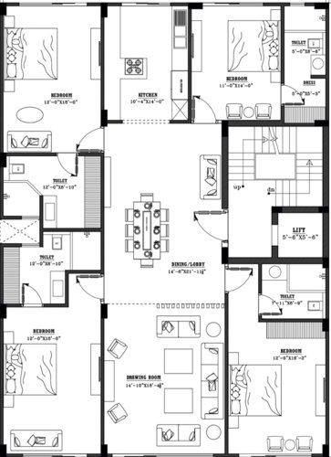  door-luxury-builder-floor-4 Door Luxury Builder Floor 4 Cluster Plan For Typical Floor Plan