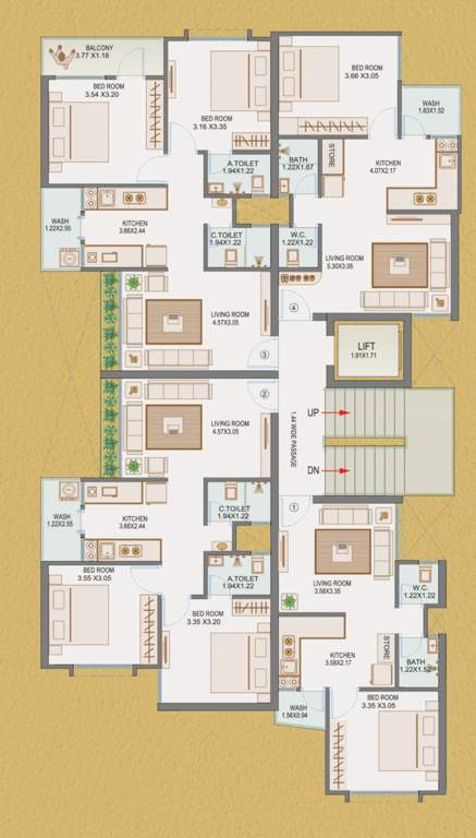  ishwar krupa residency Ishwar Krupa Residency Cluster Plan from 1st to 3rd Floor