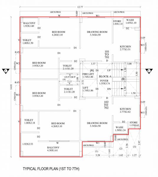  sai-parisar Tower A Cluster Plan from 1st to 7th Floor