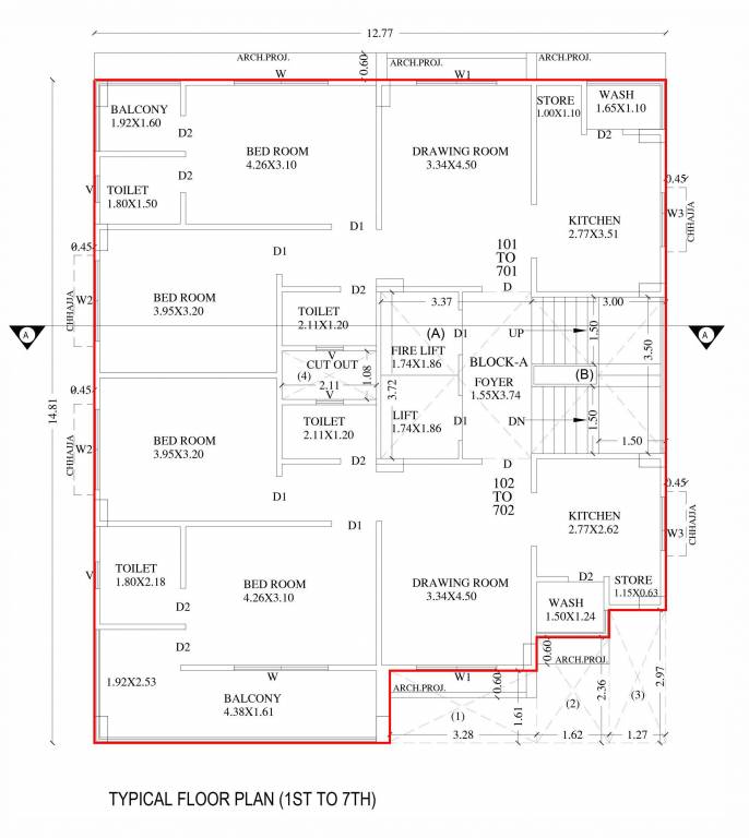  sai parisar Tower A Cluster Plan from 1st to 7th Floor
