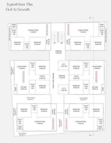 avenue Avenue Cluster Plan from 1st to 7th Floor