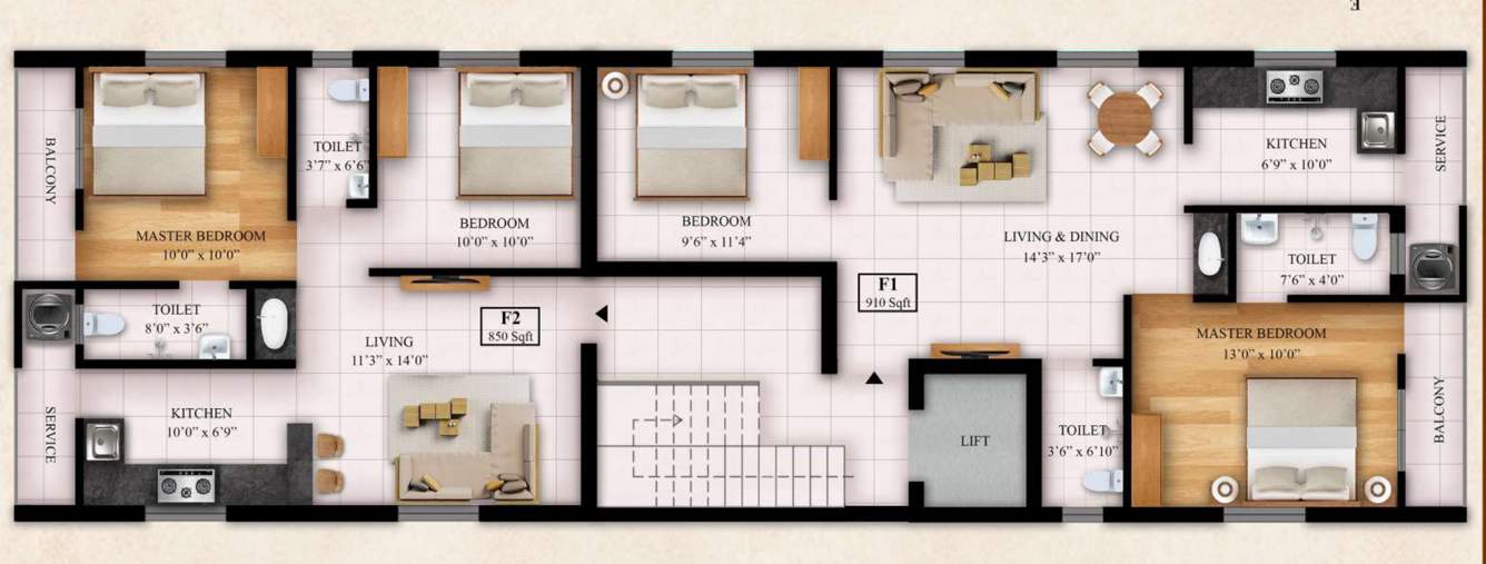  the crown The Crown Cluster Plan For Typical Floor