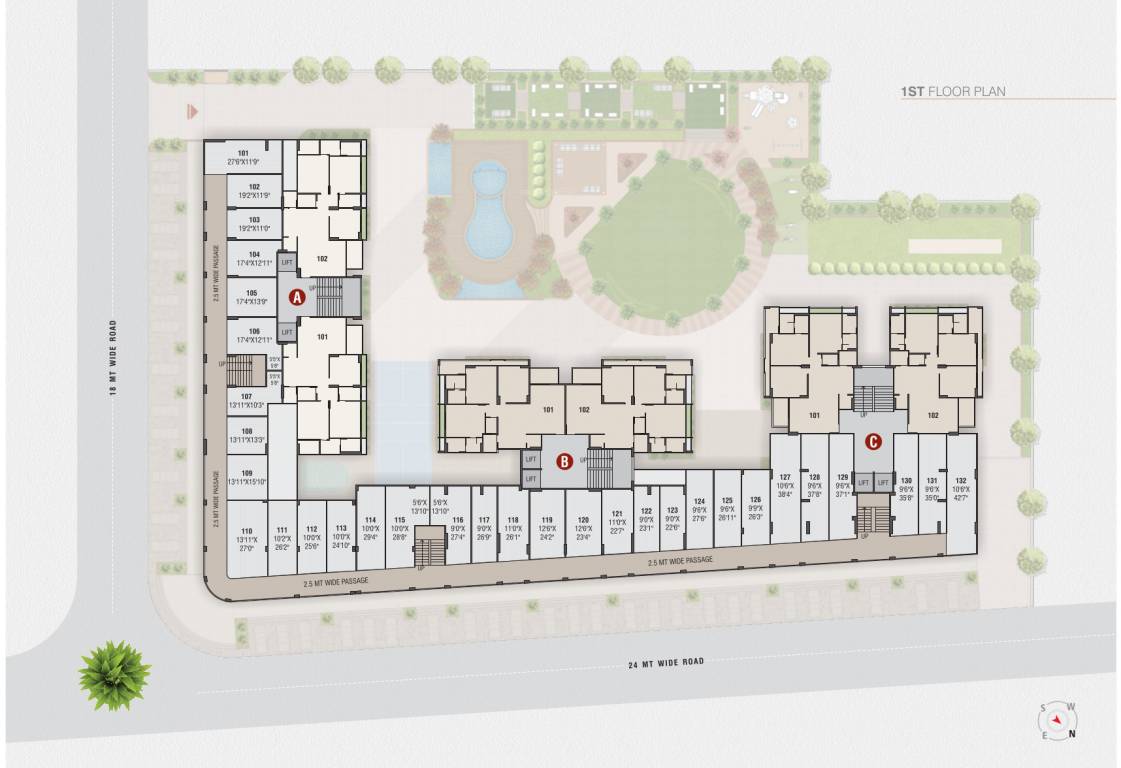  pramukh pearl Block A, B & C Cluster Plan for 1st Floor