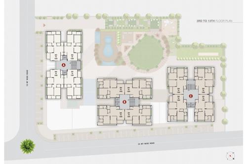 pramukh-pearl Block A B & C Cluster Plan from 3rd to 13th Floor