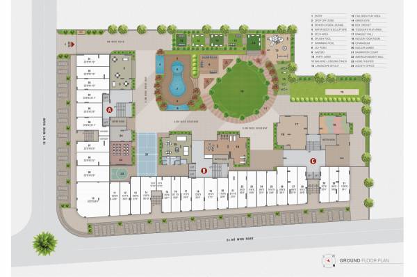  pramukh-pearl Block A, B & C Ground Floor Cluster Plan