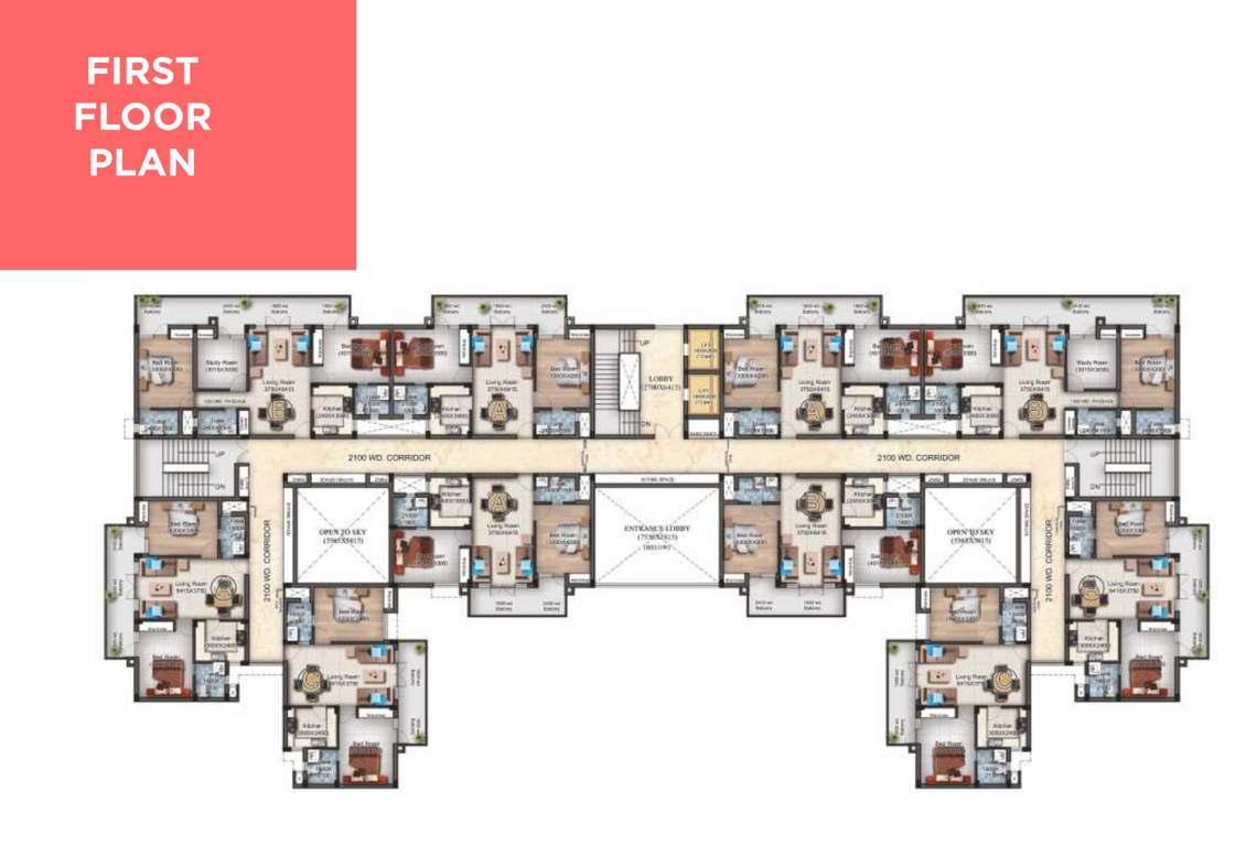  sun city apartments Tower 1 And 2  Cluster Plan for 1st Floor