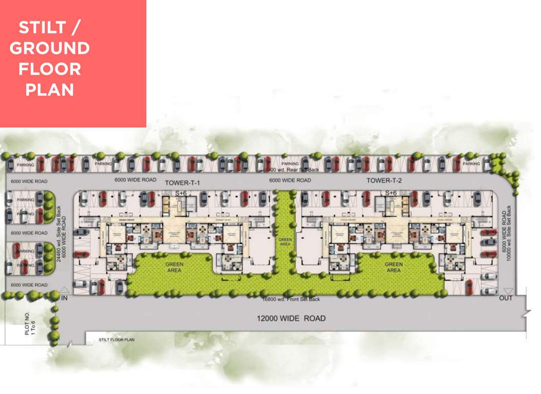  sun city apartments Tower 1 And 2 Cluster Plan for ground Floor
