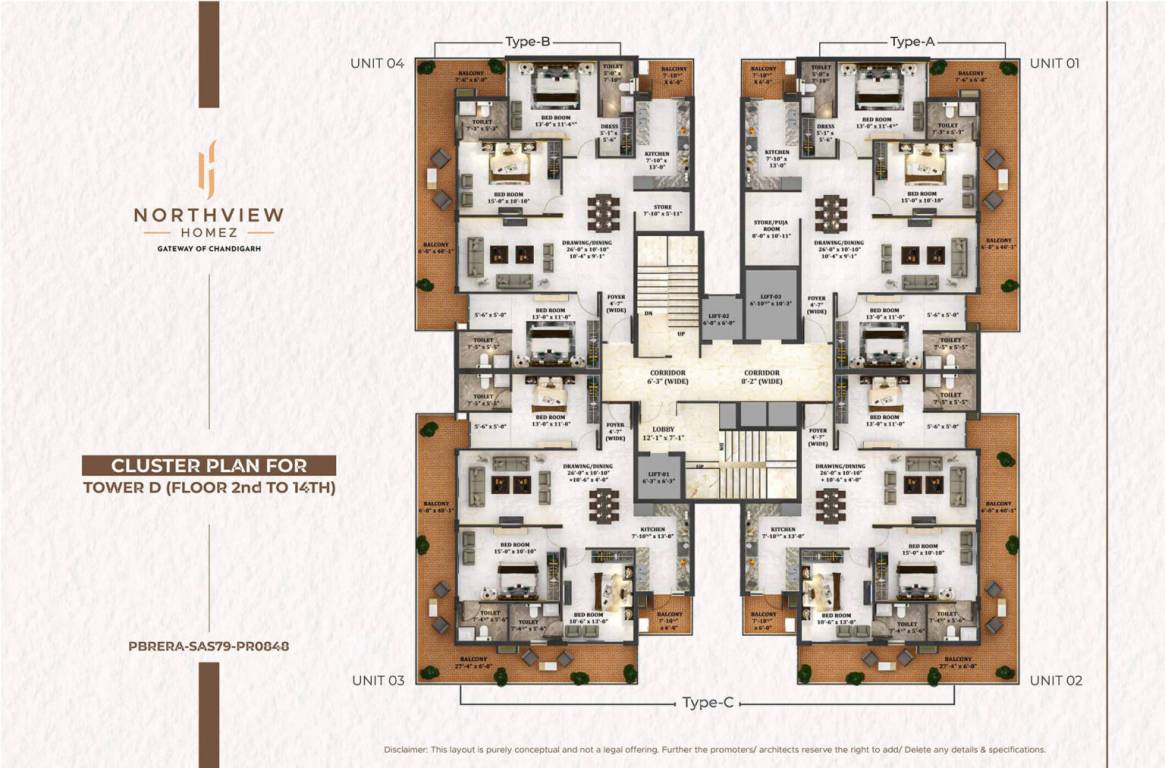  homez Tower D Cluster Plan from 2nd to 14th Floor