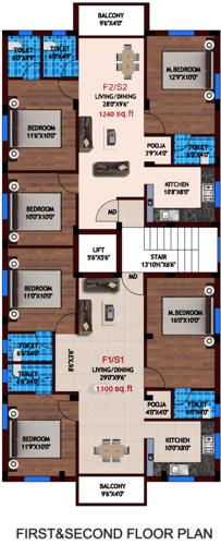  sri-balaji-nagar Sri Balaji Nagar Cluster Plan from 1st to 2nd Floor