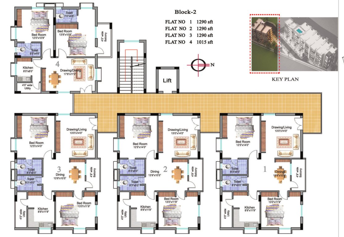  heights Tower 2 Cluster Plan for Typical Floor