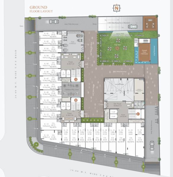  aditya-antilia Block A,B &C Ground Floor Cluster Plan