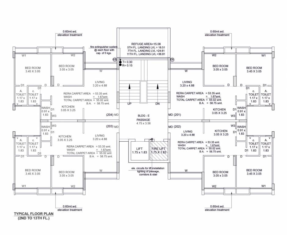  shagun heights Block E Cluster Plan from 3rd to 13th Floor