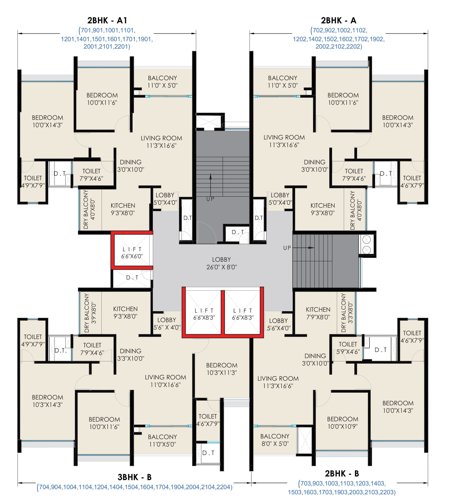  the-rising B3 Wing Cluster Plan From 2nd To 21th Floor