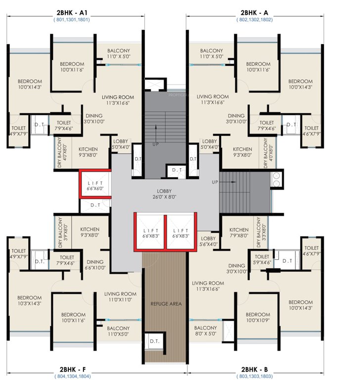  the rising B3 Wing Cluster Plan From 8th, 13TH To 18th Floor