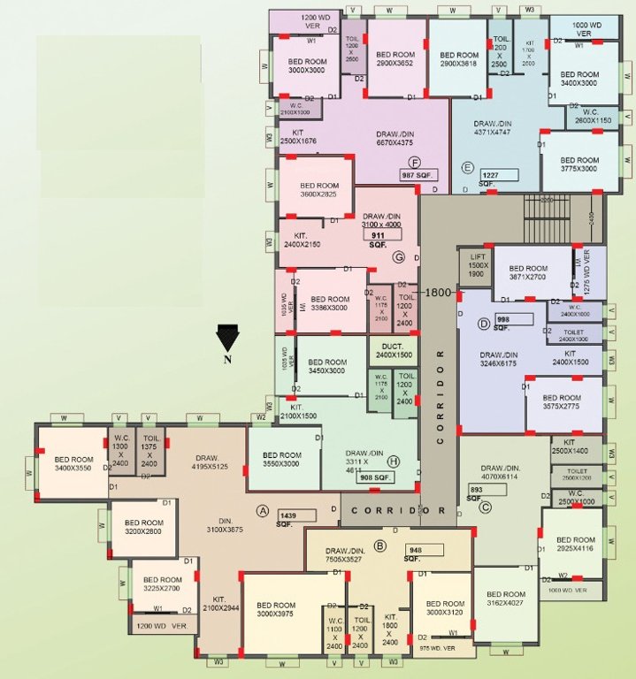  anandi residency Anandi Residency Cluster Plan For Typical Floor Plan