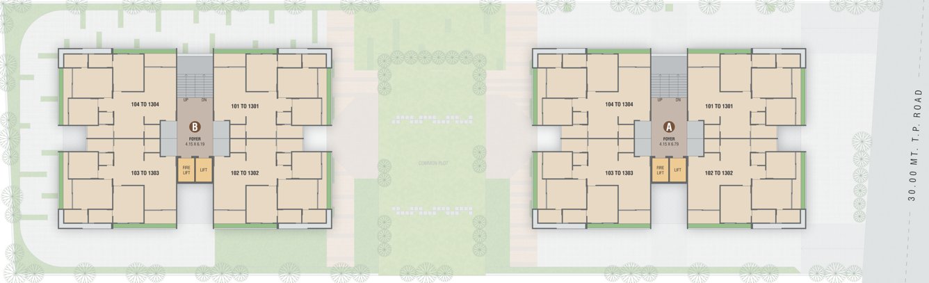  atharva elanza Block A Cluster Plan from 1st to 13th Floor