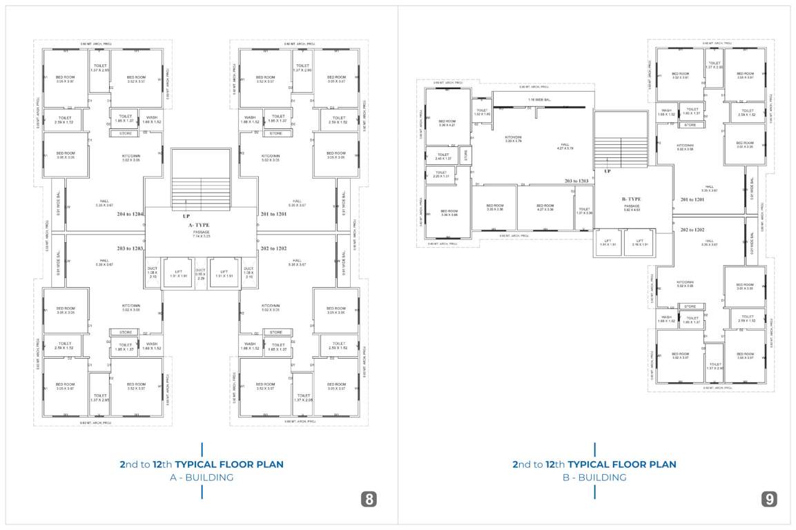 sky elanza Block A And Block B Cluster Plan from 2nd to 12th Floor