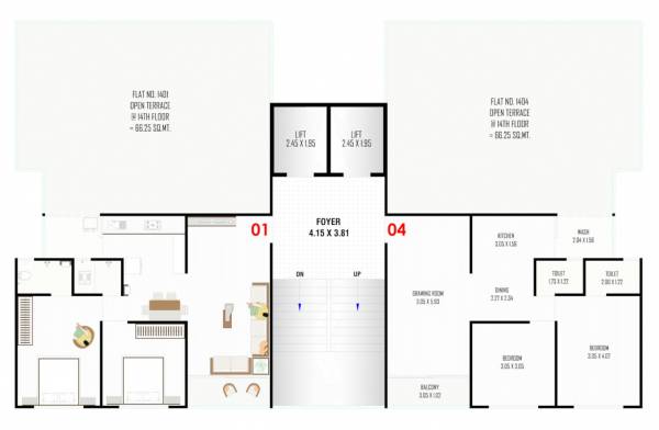  vincitore-valley Block A And B Cluster Plan for 14th Floor